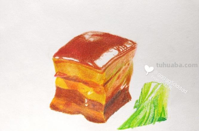 彩铅可以画什么美食 东坡肉彩铅画步骤?