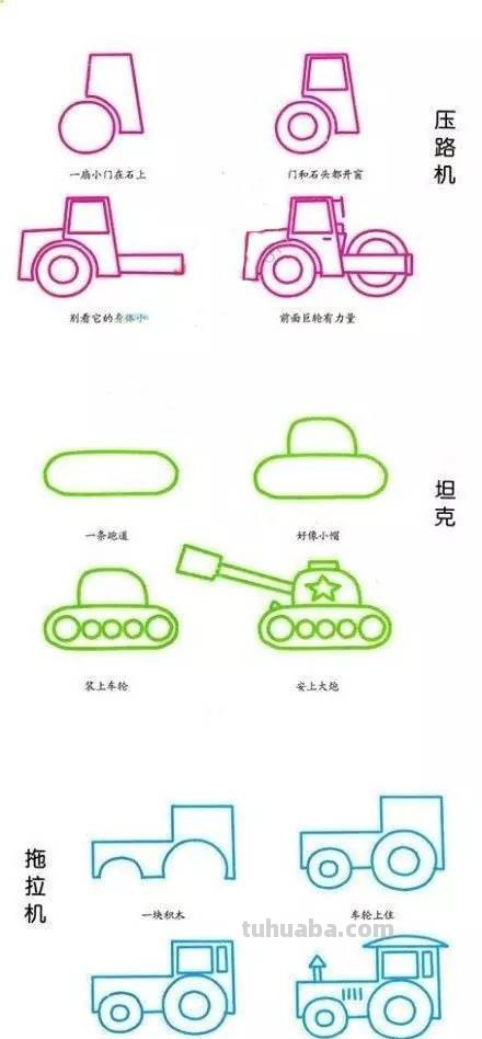 31种交通工具的简笔画教程，一键收藏