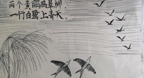 黄鹂怎么画简笔画 两个黄鹂鸣翠柳一行白鹭上青天怎么配画？