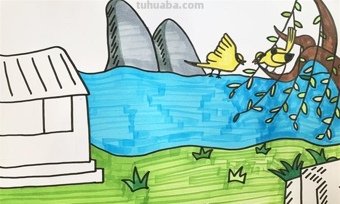黄鹂怎么画简笔画 两个黄鹂鸣翠柳一行白鹭上青天怎么配画?