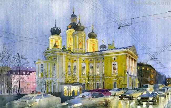 清丽自然的水彩建筑插画,阴影及光线运用另视觉聚焦,技法高超 清丽自然的水彩建筑插画,阴影及光线运用另视觉聚焦,技法高超