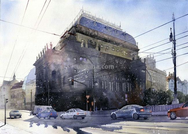 清丽自然的水彩建筑插画,阴影及光线运用另视觉聚焦,技法高超 清丽自然的水彩建筑插画,阴影及光线运用另视觉聚焦,技法高超