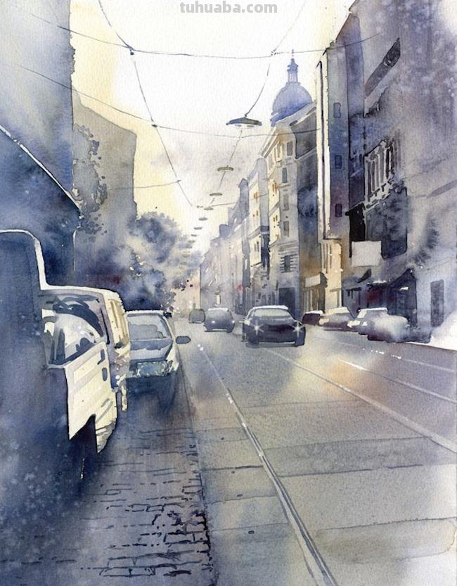 清丽自然的水彩建筑插画,阴影及光线运用另视觉聚焦,技法高超 清丽自然的水彩建筑插画,阴影及光线运用另视觉聚焦,技法高超