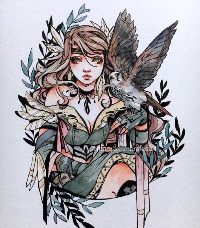 大神笔下的水彩画人物，好美