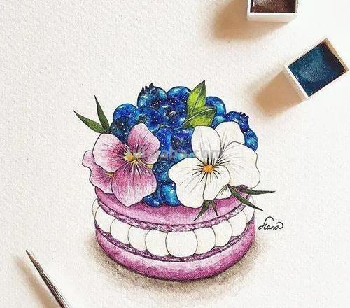 一组很甜的水彩插画