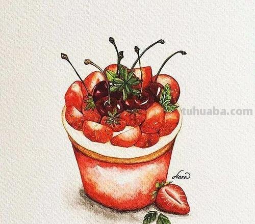 一组很甜的水彩插画