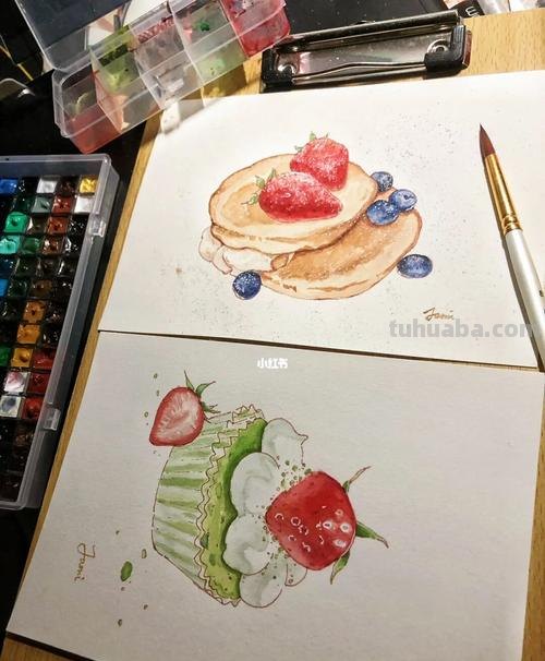 一组很甜的水彩插画