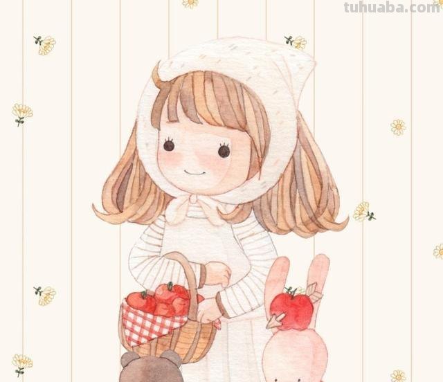 一组很甜的水彩插画