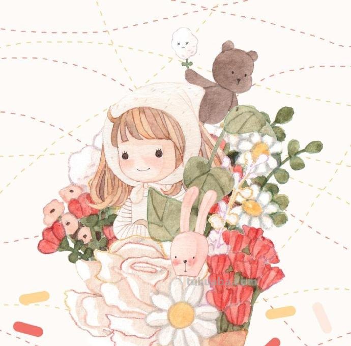 一组很甜的水彩插画