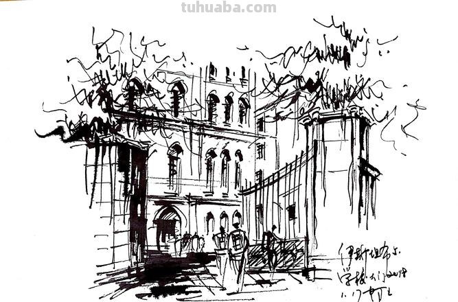 建筑速写楼 如何画风景速写?画老房子建筑风景速写步骤?