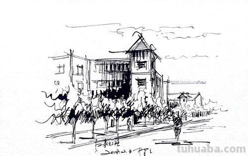 建筑速写楼 如何画风景速写?画老房子建筑风景速写步骤?