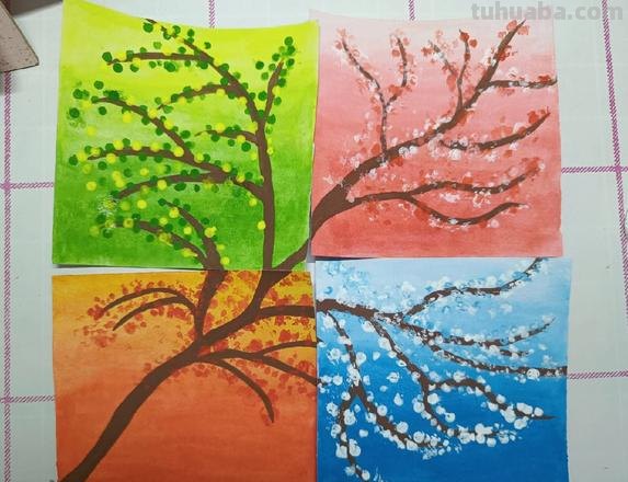 春夏秋冬四季色彩画及春夏秋冬四季色彩画作业 