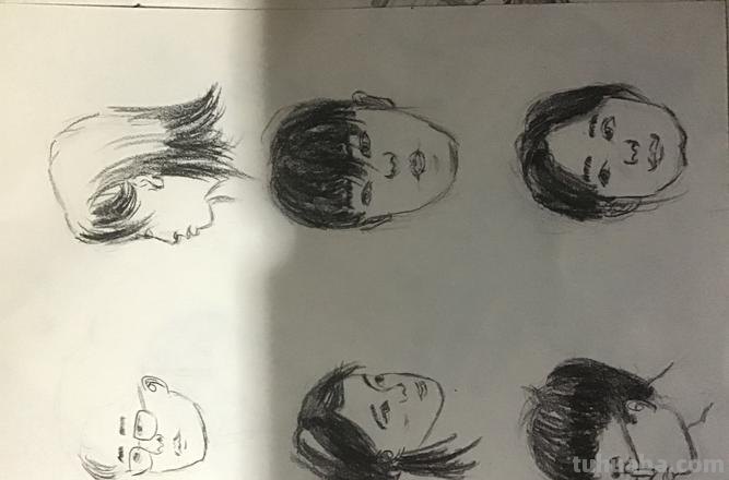 速写人头低头 速写，人头，简单，步骤？