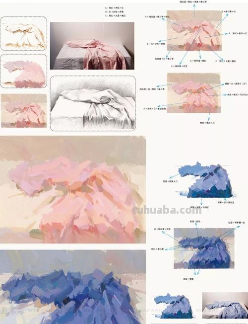 色彩静物衬布的画法及色彩静物衬布的画法笔触 