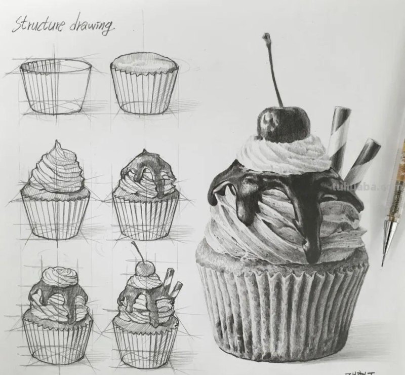 素描自学秘籍：一看就会，简单几步画出超写实食物