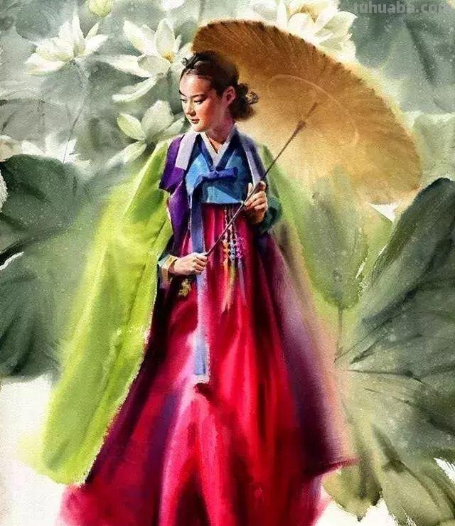 韩国画家（misulbu）人物水彩画作品