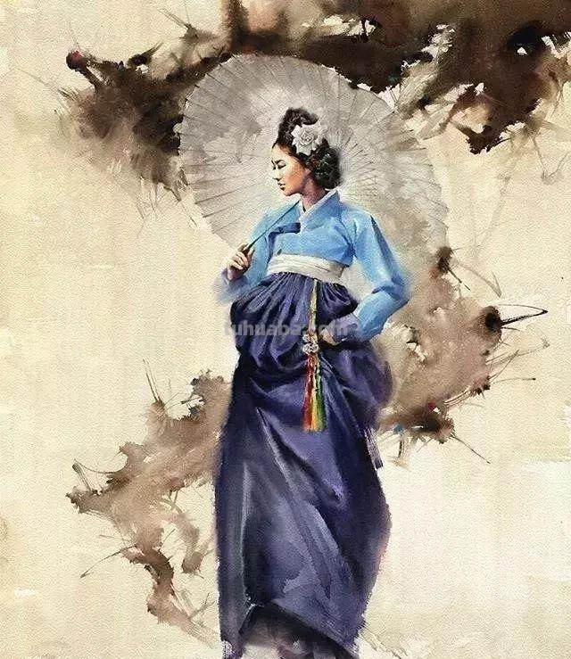 韩国画家（misulbu）人物水彩画作品