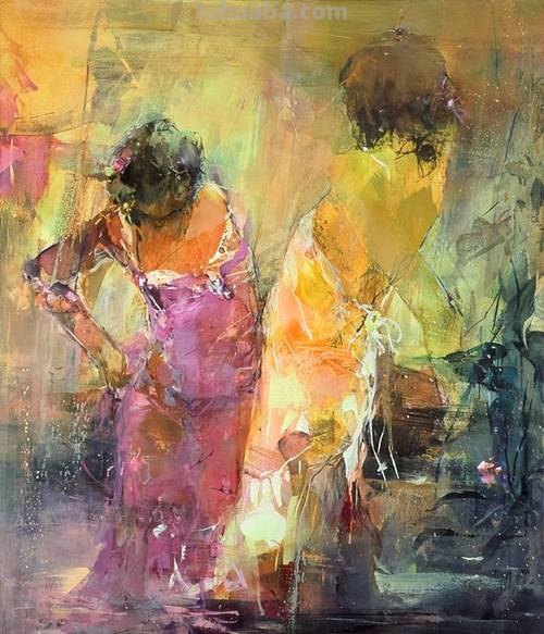 一组千娇百媚朦胧的女人油画︱德国艺术家Karin Volker的绘画作品