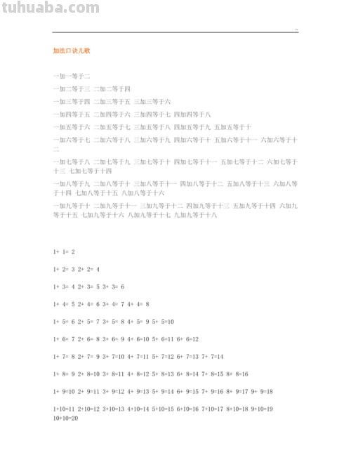 加法口诀儿歌 加法口诀儿歌mp3