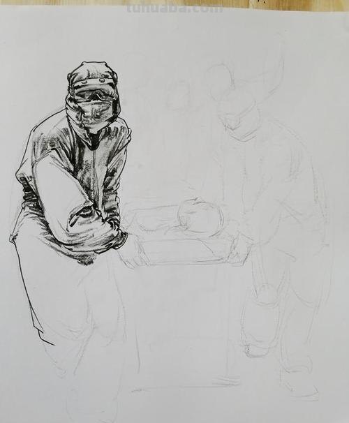 速写医生照片 怎么画穿防护服的医生的钢笔速写？