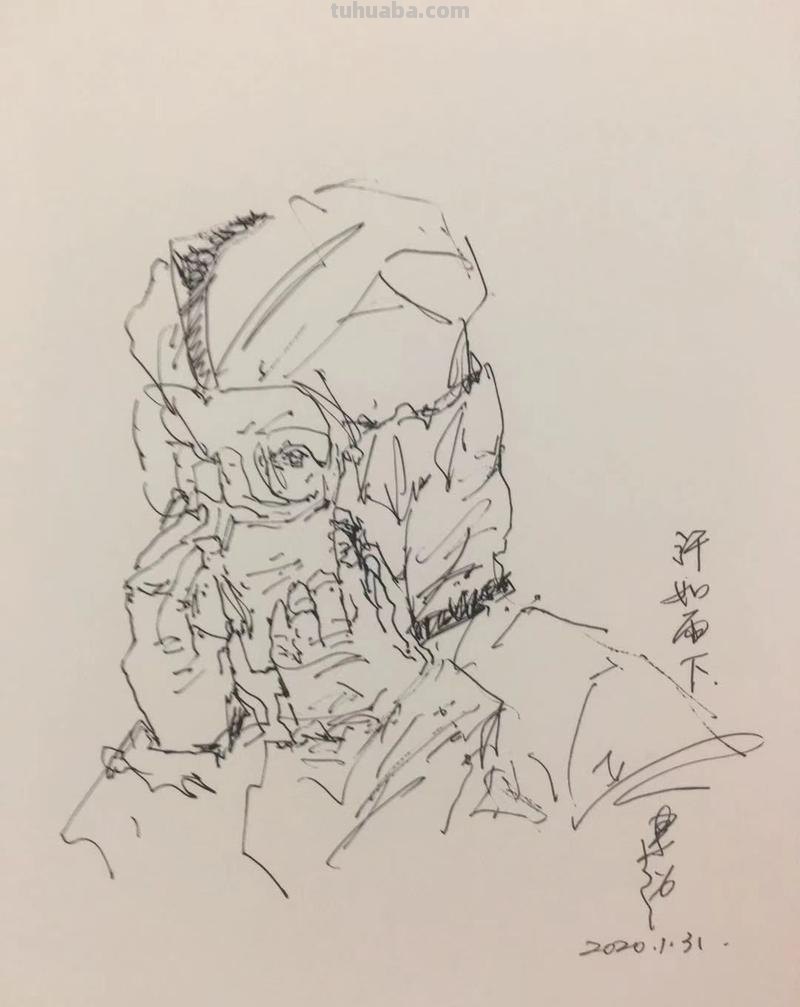 速写医生照片 怎么画穿防护服的医生的钢笔速写?