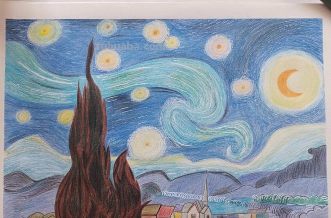 油性彩铅怎么画星空 怎么用彩铅笔画出梵高星空？