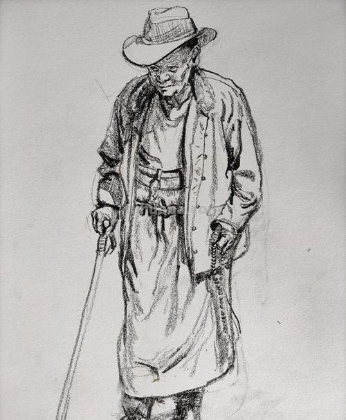 拿拐杖速写 佝偻着背拿着拐杖的作文？