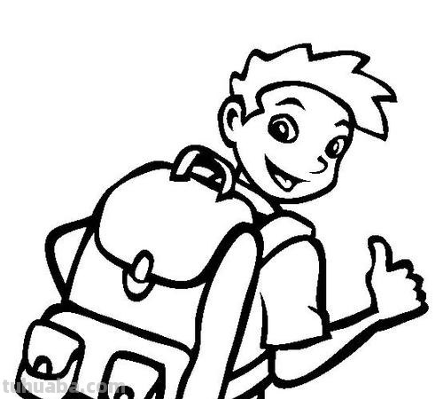 怎么画男孩简笔画 简笔画系列：背着书包上学校的小男孩？