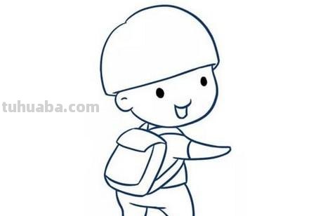 怎么画男孩简笔画 简笔画系列：背着书包上学校的小男孩？