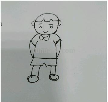 怎么画男孩简笔画 简笔画系列：背着书包上学校的小男孩？