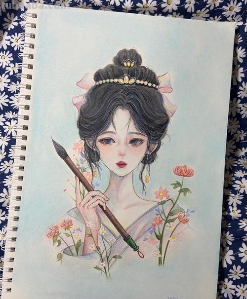 彩铅怎么画古代女孩 用彩铅画画简单古风公主？