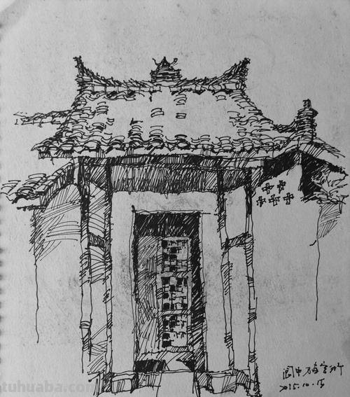 古代速写场景 怎样画古建筑中的瓦片（速写中的）？