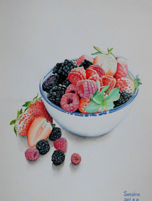 新年美食怎么画彩铅 水果蔬菜彩铅画教程?