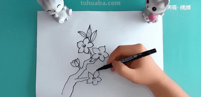 花丛怎么画简笔画 如何画一个开满桃花的桃花树卡通儿童简笔画？