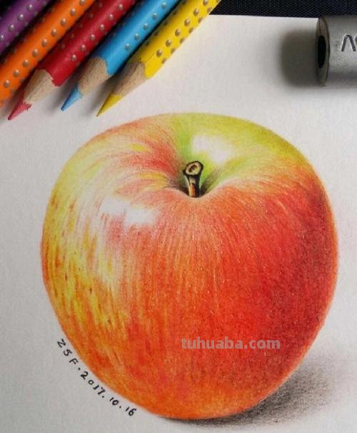 怎么画彩铅素描苹果 用18色的彩铅能画出一个苹果吗？