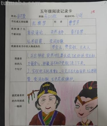 红楼梦 的读书卡怎么画 怎样画阅读记录卡简单又漂亮?