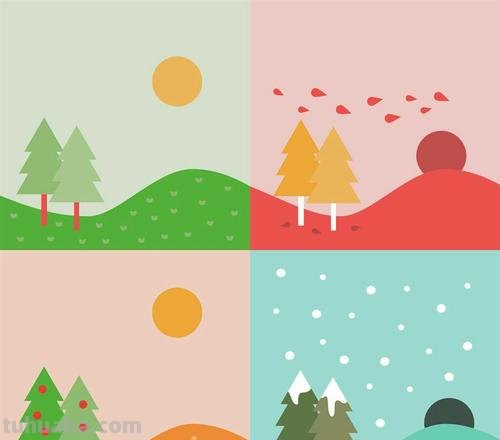 春夏秋冬的四幅色彩画