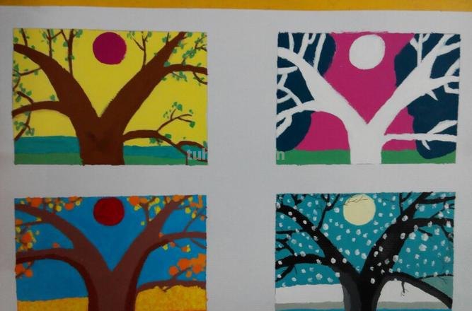 春夏秋冬的四幅色彩画 