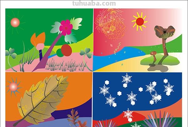 春夏秋冬的四幅色彩画