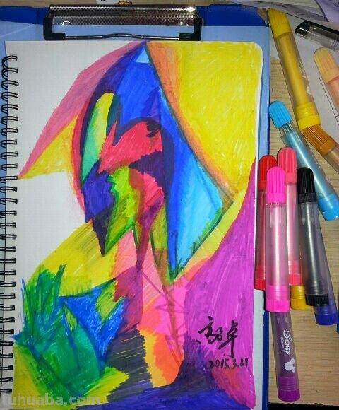 如何用彩笔画出色彩的抽象画