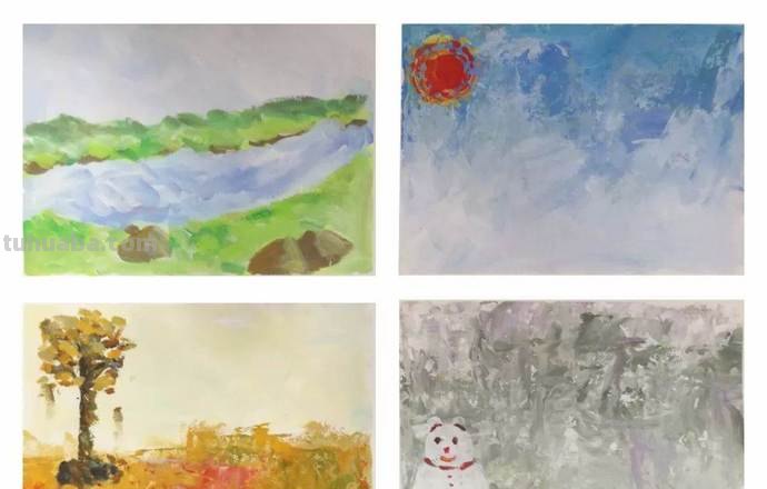 春夏秋冬色彩图片四格及春夏秋冬色彩图片四格水彩画 