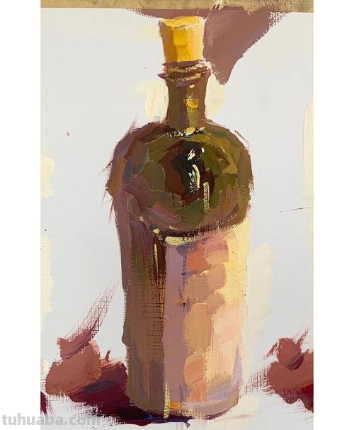 色彩静物酒瓶及色彩静物酒瓶临摹图片 