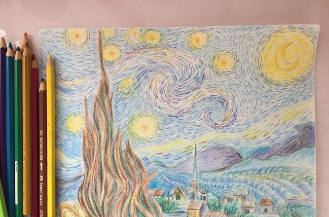 星空怎么画彩铅素描 怎么用彩铅画星空，详细一点？