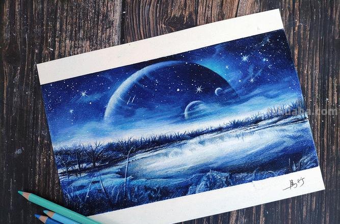 星空怎么画彩铅素描 怎么用彩铅画星空，详细一点？