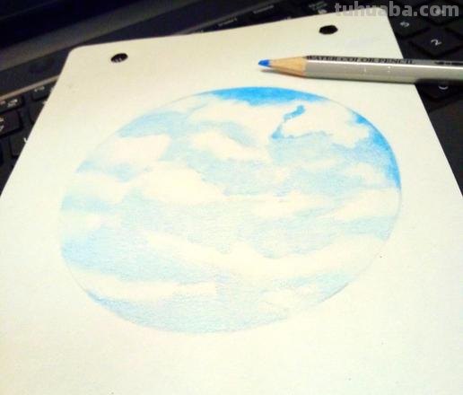 天空彩铅怎么画视频 浅蓝色天空彩铅画？
