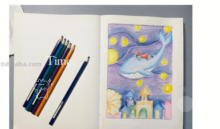 鲸鱼怎么画 梦幻 彩铅 如何画海洋动物？