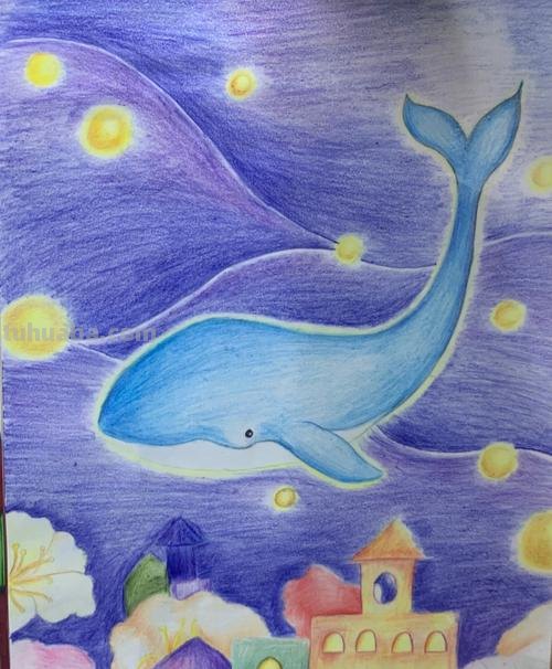 鲸鱼怎么画 梦幻 彩铅 如何画海洋动物？