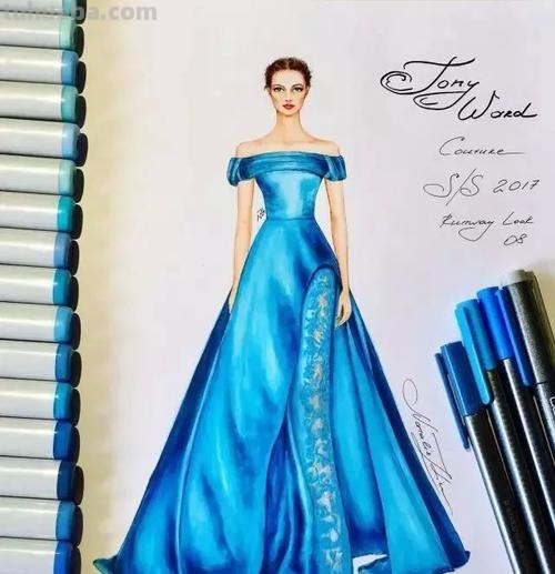 蓝色婚纱怎么画彩铅 婚纱的绘画比例？