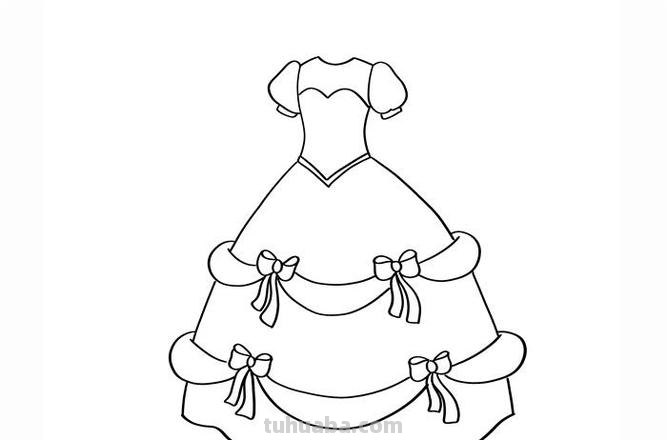 公主裙怎么画简笔画 简笔画:如何一步一步画一件漂亮的公主裙?