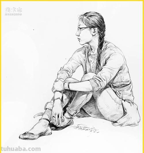 下蹲人速写 人物速写坐,立,蹲各都是什么比例,男女?